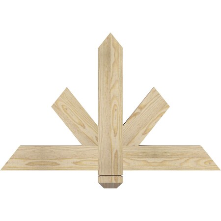 Kennewick Rough Sawn Timber Gable Bracket, Douglas Fir, 36W X 23H X 2D X 4F, 15/12 Pitch